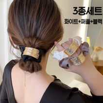 미다미 [3종세트] 골든 스퀘어 실키 새틴 곱창 밴드