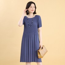 애비뉴투지 엄마옷 스킨 플리츠 여성 여름 반팔 롱 원피스 O04251 50대 60대 중년여성