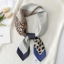 레오파드 미니스카프 사각스카프 가방손잡이스카프 스카프링 패턴 가을 쁘띠 스카프코디