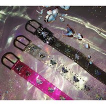 PVC 투명 젤리 나비 벨트 y2k