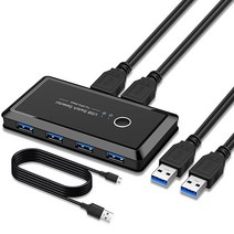 USB 스위치 셀렉터 KVM 스위치 2 컴퓨터 공유 4 USB 장치 USB 2.0 주변 장치 스위치 박스 허브 마우스 키보드 스캐너 프린터 PC용 원 버튼 교체 USB A to A, USB 3.0