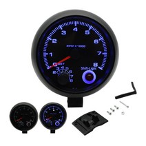 범용 자동차 용 3.75 인치 95mm 타코미터 12v 0-8000rpm 타코미터 게이지 미터, 파란색