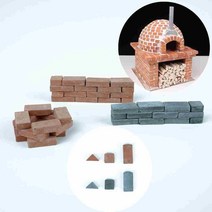 미니어처 미니벽돌 50개 DIY 리얼브릭 캠프파이어 O 만들기, 청삼각형50개