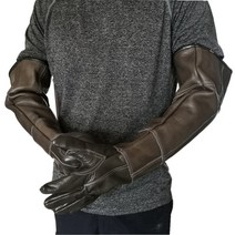 동물 물림 방지 장갑 할큄 긁힘 가죽 개 고양이 방수 훈련 손 보호대 애완견 특수장갑, 브라운