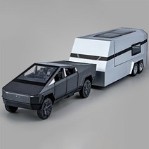 TESLA 테슬라 사이버트럭 캠핑카 트레일러 카라반 1대32 자동차 미니카 모형 다이캐스트 청년K쇼핑, 다크그레이