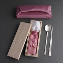 복띠 칠보 은수저 99% 1벌 전통 칠보 부부 예단 생신 은혼식 선물 세련된디자인 심플 건강 은수저 숟가락 젓가락 선물세트, 은수저1벌 청색+보자기포장(실버)