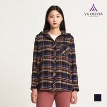올리비아로렌 [비비올리비아] 후드 체크 블라우스 VVCNLWF7211