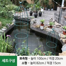 넝쿨 식물 지지대 오벨리스크 장미 시렁 지주대 [오디가 ODIGA], 초록색(Green), 세트구성(뾰족형+소형)