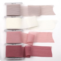 쉬폰 리본끈 세트 주름 리본(4색 3마씩), A.로즈핑크(Rose Pink)
