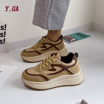 Y.GA 봄 핫한 ins 굽높은운동화 클래식 하이 패션 캐주얼 슈즈 여성 통근 4cm 통굽 운동화 고등학생 편한 미끄럼방지 런닝화 조깅 헬스 통기성이 좋아요 런닝화