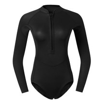 드라이슈트 웻슈트 다이빙수트 여성용 네오프렌 원피스 긴팔 스쿠버 다이빙 래시가드 2mm, 10.Black  XL