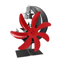 7 베인 열 구동 목재 스토브 에코 팬 적은 소비 벽난로 로그 버닝 스토브 히터 효율적인 열 전달을위한 조용한, 빨간색, 알루미늄 합금