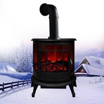 한스벽난로 전기벽난로 로망프린스 LED 3색 예쁜불꽃조명+4평 난방전기온풍기히터 아파트거실인테리어조명 카페인테리어조명 엔틱콘솔 엔틱가구, 로망RB(블랙) 3색조명+연통세트