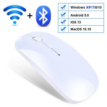 무선 마우스 컴퓨터 블루투스 마우스 자동 pc mause 충전식 인체 공학적 마우스 2.4 ghz usb 광학 마우스 노트북 pc 용, CHINA, Bluetooth White
