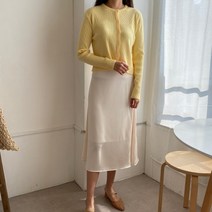 노마디즘 고급 새틴 A라인 롱 스커트 3color 봄 은은한 광 파스텔 플레어