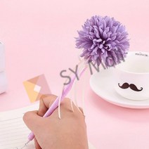 SY몰 국화 볼펜 퍼플 홍보용볼펜 팬시볼펜 볼펜판촉물