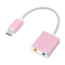 외장사운드카드 USB C 타입-C 외부 사운드 카드 어댑터 오디오 잭 3.5mm 이어폰 마이크 노트북 맥북 프로, [03] Rose Gold