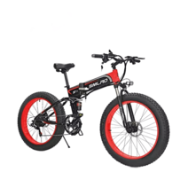 전기자전거 접이식 남성용 바이크 26인치 팻타이어, CN, 21, 레드