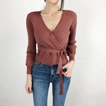 - 브이넥 골지 랩 니트 3color