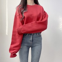 겨울 맨투맨 따뜻 기모 오버핏 트임 러블리 무지 맨투맨 여자 겨울맨투맨