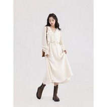 롱원피스 여자 쉬폰 린넨 여름 원피스 우아한 v 넥 패치 워크 a라인 미니 드레스 여자용 캐주얼 긴 소매 흰색 주름 2023 사무실 숙녀