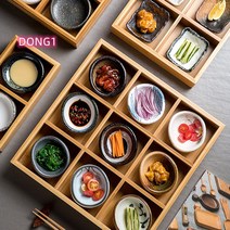 고바찌 그릇 와꾸 일식그릇 원목 초밥 나무 격자 나눔 트레이 접시 구절판 Esyuse 증정, 4칸 대나무 접시 (접시 제외)
