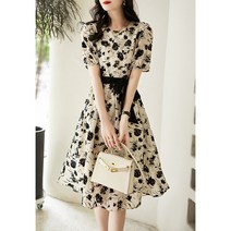 코튼 린넨 원피스 여름 빈티지 부클 여밈 허리 날씬해 보이는 브이넥 기질 롱스커트 い 자신도 만족하고 다른 사람도 만족시키세요 타이 웨이스트 텐셀 코튼 드레스 여성