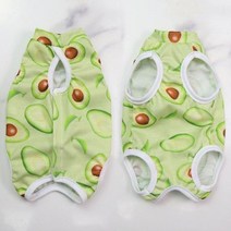 고양이 봄옷 강아지봄옷 아기고양이 중형견 여름 스핑크스고양이 애견의류 애견 특이한 티셔츠 소형견 냐옹이 이유식 소송 귀여운 강아지 점프 슈트 안티 릭 복구 참존복 수술 후 인쇄, Avocado Pattern+M