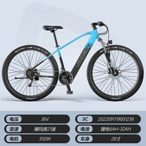 산악 전기 자전거 피닉스 26인치 21단 내장 더블 디스크 브레이크, 36V, 24 AH, 블랙 블루스포크 휠21단내장 리튬 배터리듀얼 디스