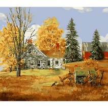 votgl diy 그림그리기 풍경 DIY 명화 그리기 세트 40 x 50 cm 액자 포함, 40*50 테이프 내부 프레임, 시골풍경S074