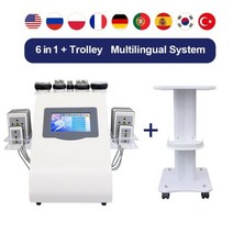 RF Lipo 슬리밍 초음파 지방 흡입 캐비테이션 기계 진공 레이저 무선 주파수 스파 및 가정용 트롤리 포함 6 in 1 40K, 트롤리와 함께 큰