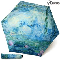 [ARCUS] 명화 그림 모네 자외선 UV차단 초경량 3단수동 암막 양산 우양산 수련[50x6K]
