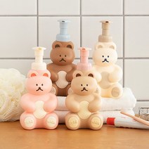 로마네 도낫도낫 베어 곰돌이 버블 거품형 미니 디스펜서 250ml 핸드워시 거품비누 손세정제 주방세제 리필용기, 밀크티