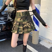 Makone 밀리터리 위장 여름 미니 주름 스커트