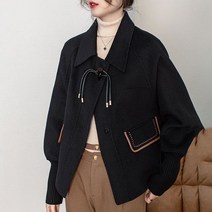루즈핏 망토 스타일 코트 라펠 캐시미어 연예인 공항패션 숏 자켓