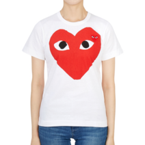 꼼데가르송 더블하트 레드와펜 라운드넥 AZ T025 051 1 여성 반팔티셔츠