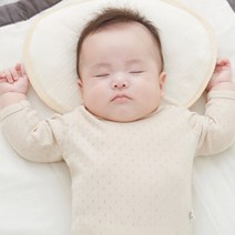 태열커버 증정 오가닉 신생아 짱구 아기 베개, 02.도트, 베이지