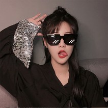 픽셀 패션 안경 파티 피플 핵인싸 모자이크 선글라스 셀럽 원픽 아이템 사진 촬영 인스타 소품 도구 기념일 생일 모임 코디 도트 닷 이태원 개그 선물 마인크래프트(큰테블랙)