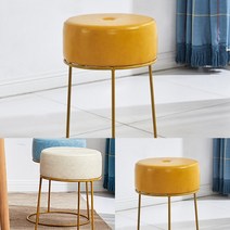 인테리어 가죽 스툴 (옐로우) 엔틱의자 카페용의자 커피의자