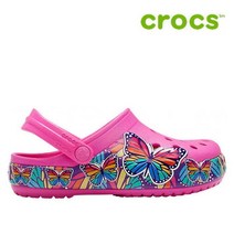 크록스 아동 샌들 40- 206158-6QQ Kids Crocs Fun Lab Multi-Butterfly Band Lights Clog Electric Pink