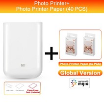 사진자판기 new xiaomi mijia ar 포토 프린터 300dpi 휴대용 사진, 프린터 추가 60 개