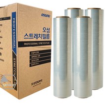 [유니스몰][믿을 수 있는 브랜드 오성] 오성 스트레치필름/공업용랩 15 18 20 25 30MIC 4롤 1박스, 18mic x 500mm x 375m