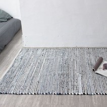 [천삼백케이] [홈앳] 데님 우븐 코튼 러그 (블루) S 100x150cm