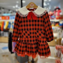 코코리따 깔끔 단정 사랑스런 레드 체크 와 핑쿠 핑크 스쿨룩 왕 리본 원피스