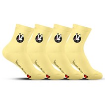 까스텔바작 여성용 중목 양말 4켤레 세트 CSW-03, 옐로우