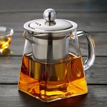 투명 글라스 주전자 티팟 손잡이 차거름망 로하티 후아티 내열유리 차포트(550ml), 550ml 1개