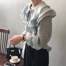 아이엠몽 여성 어깨 포인트 레이스 블라우스 쇼라