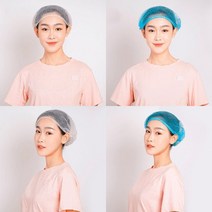 일회용 부직포 헤어캡 100매 위생모자 위생모 라운드캡, 블루