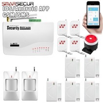 경보기 문열림센서 동작감지기 도어알림 ALARMEST IOS Android APP 제어 무선 홈 보안 GSM 알람 시스템 키트 원격 제어 자동 다이얼, SET-3, AU 플러그, 영어