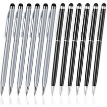 스타일러스 펜 미국 ORIbox 볼 12pcs Universal 2 in 1 아이패드용 정전식 아이폰 안드로이드-634032, 12 블랙-은색, ORI 박스 스타일러스 펜